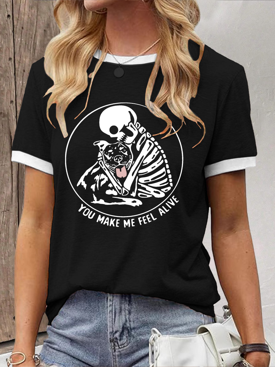 Women's You Make Me Feel Alive Pitbull Pitbull Printed Casual T-Shirt