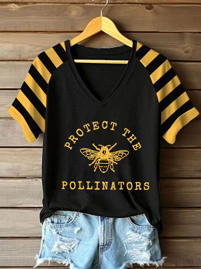 Women’s apparel protect the pollinators V-neck T-shirts