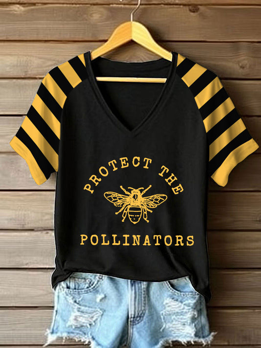 Women’s apparel protect the pollinators V-neck T-shirts