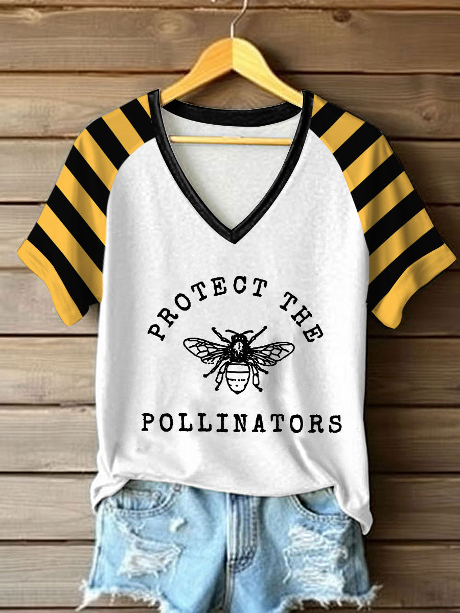 Women’s apparel protect the pollinators V-neck T-shirts