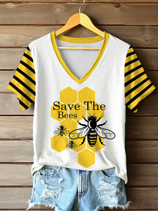 Women's save the bees V-neck T-shirts