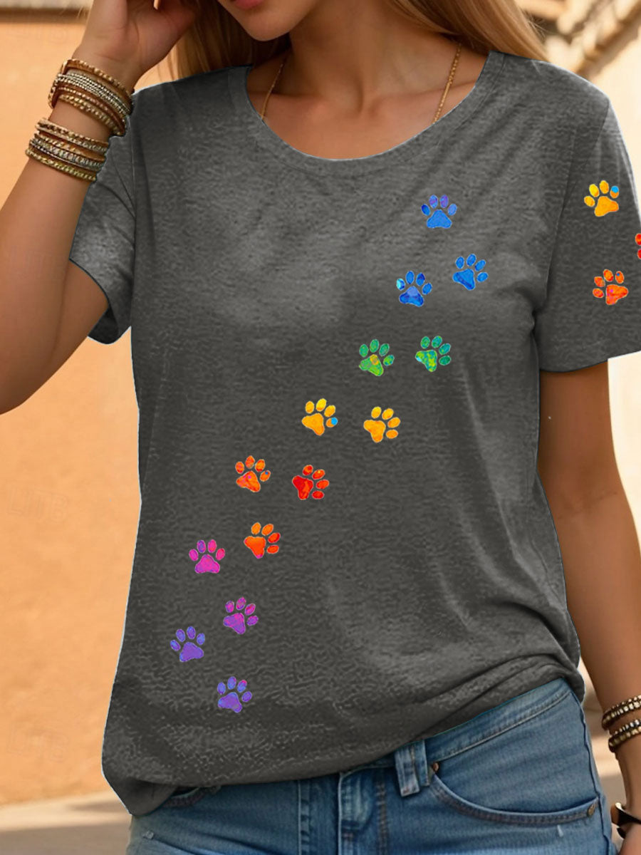 Women’s Rainbow Animal Print Casual T-Shirts