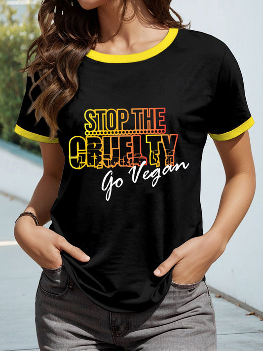 Women's stop the cruelty go vegan T-shirts