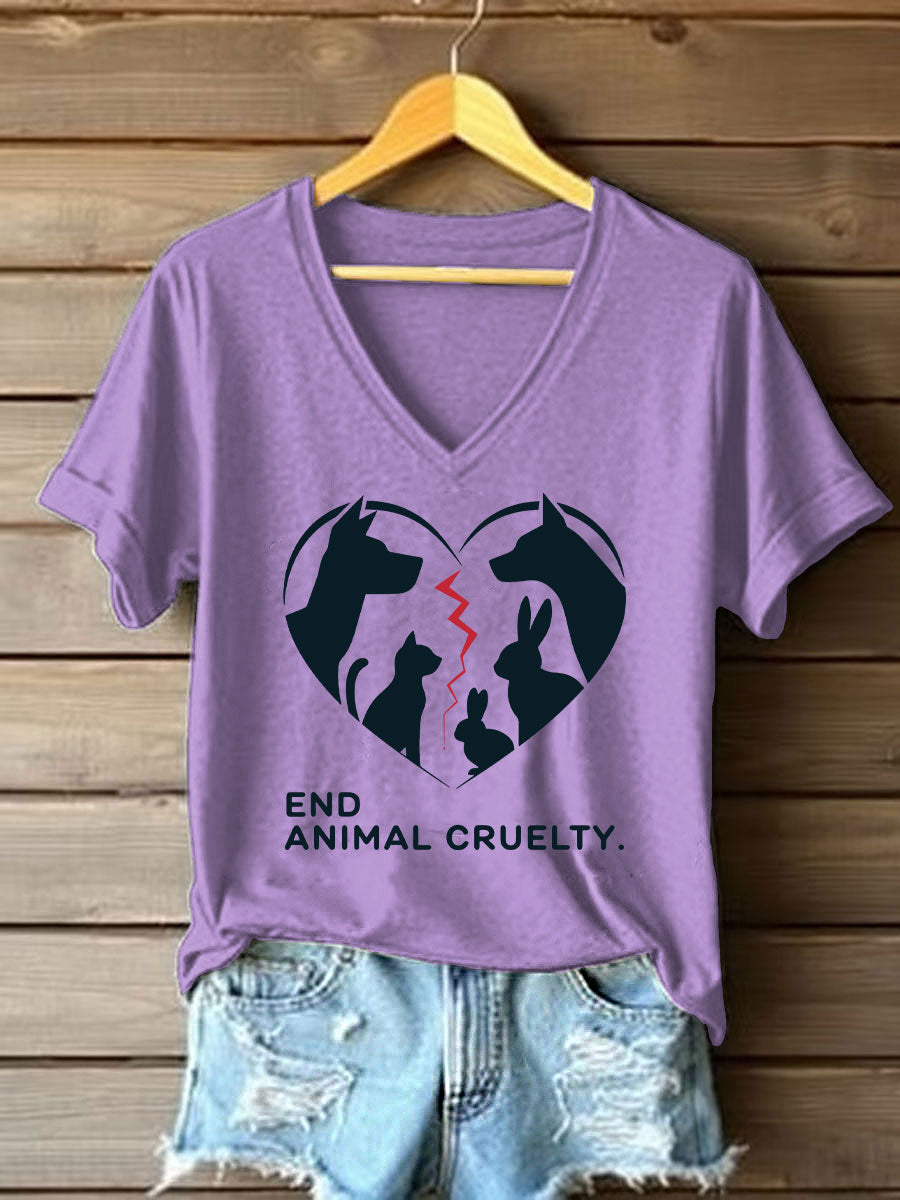 Women's Stop Animal Cruelty Print T-shirt