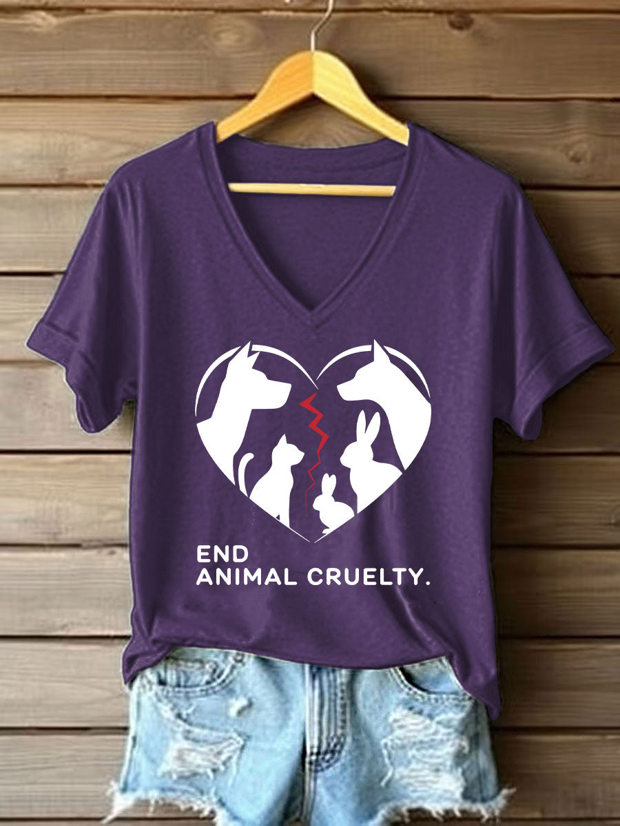 Women's Stop Animal Cruelty Print T-shirt
