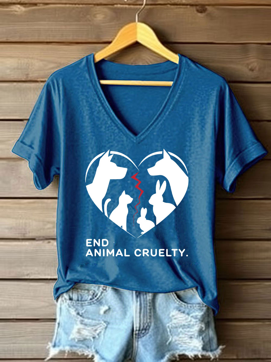 Women's Stop Animal Cruelty Print T-shirt