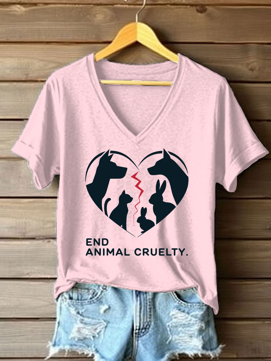 Women's Stop Animal Cruelty Print T-shirt
