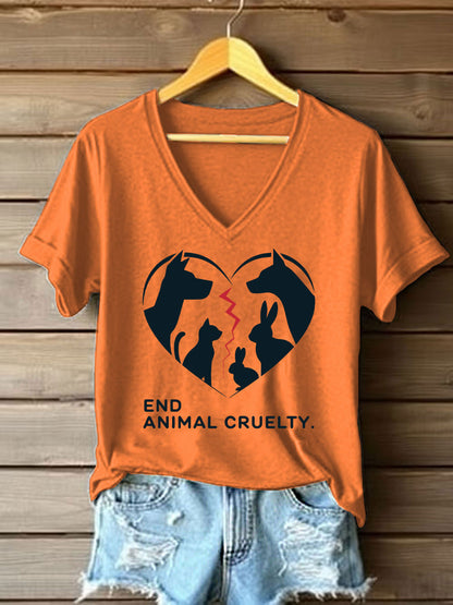 Women's Stop Animal Cruelty Print T-shirt