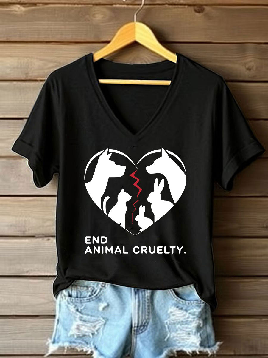 Women's Stop Animal Cruelty Print T-shirt