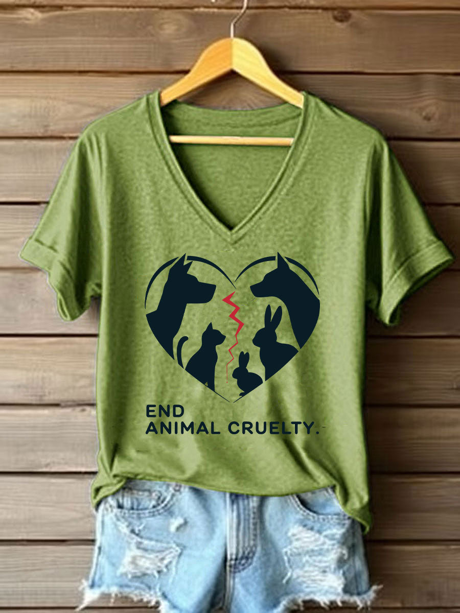 Women's Stop Animal Cruelty Print T-shirt