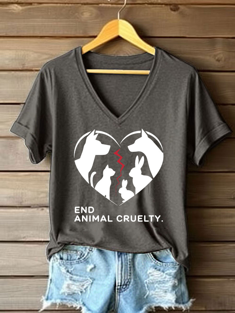 Women's Stop Animal Cruelty Print T-shirt