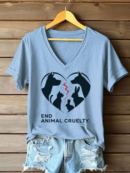Women's Stop Animal Cruelty Print T-shirt