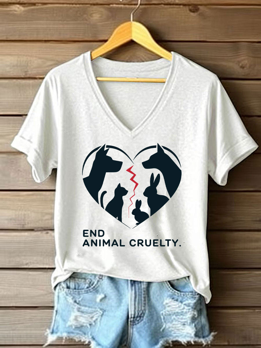 Women's Stop Animal Cruelty Print T-shirt