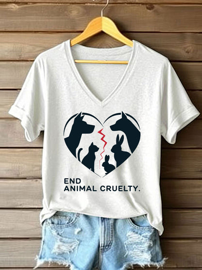 Women's Stop Animal Cruelty Print T-shirt