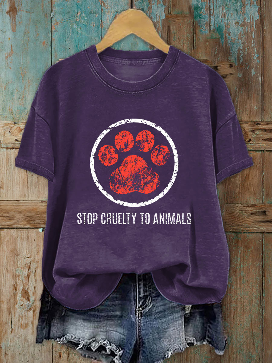Women's Stop Animal Cruelty Print T-shirt