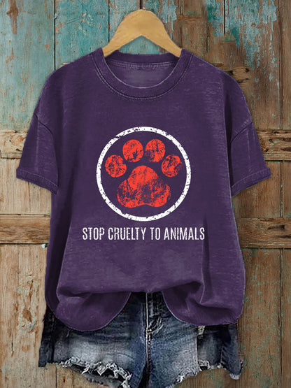 Women's Stop Animal Cruelty Print T-shirt