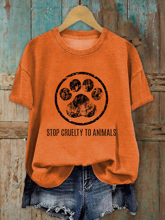 Women's Stop Animal Cruelty Print T-shirt