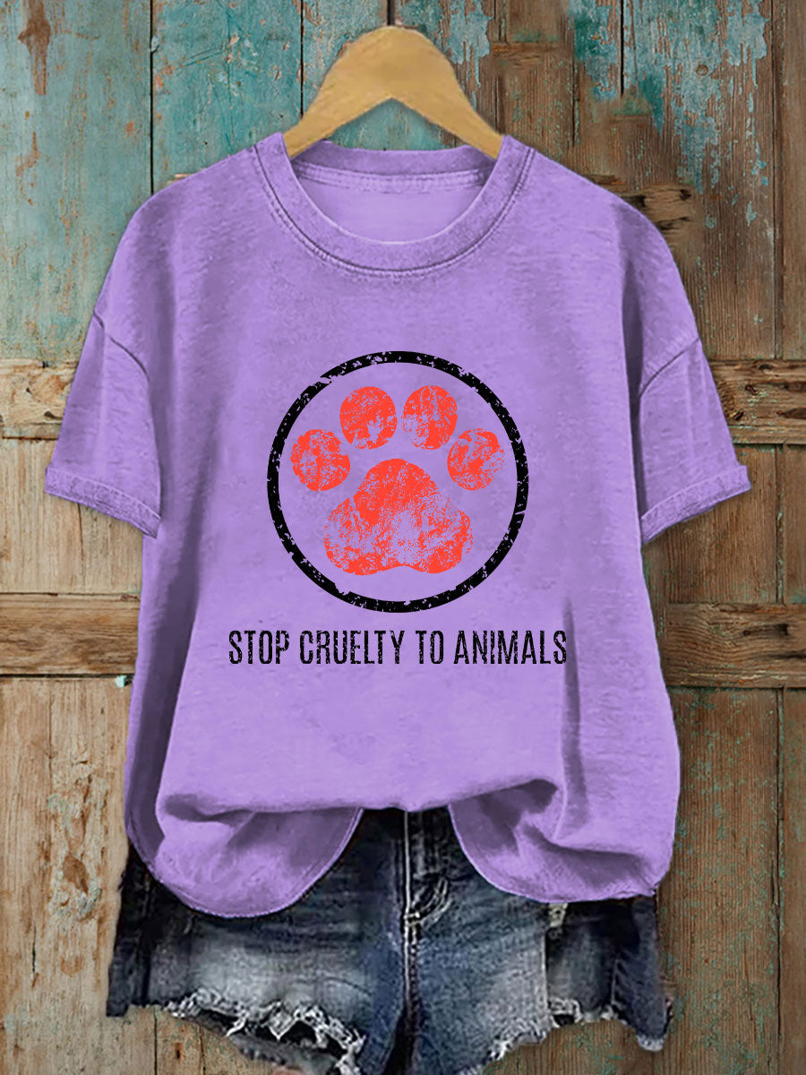Women's Stop Animal Cruelty Print T-shirt