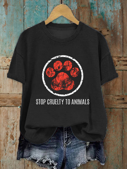 Women's Stop Animal Cruelty Print T-shirt