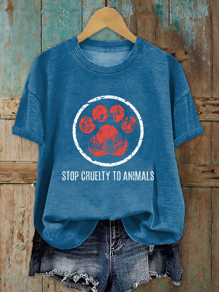 Women's Stop Animal Cruelty Print T-shirt