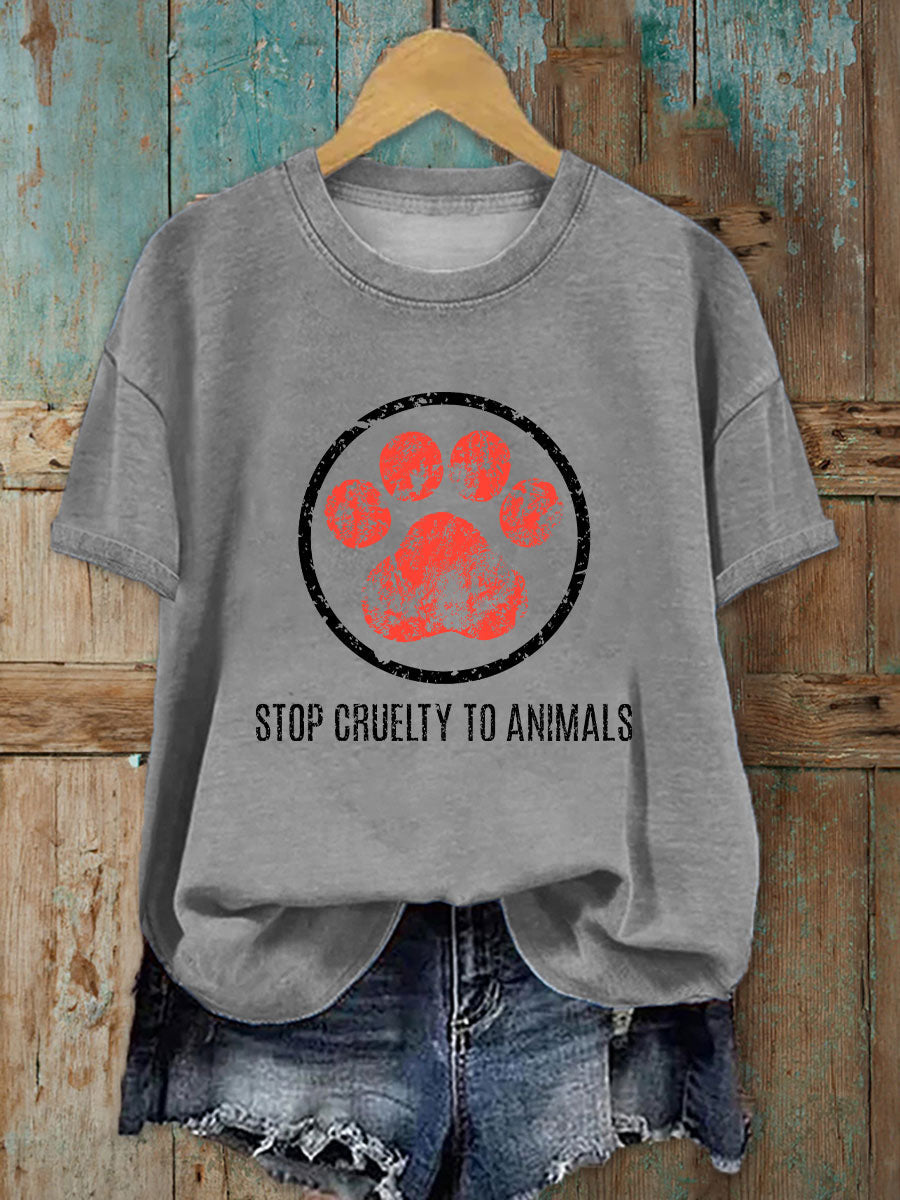 Women's Stop Animal Cruelty Print T-shirt
