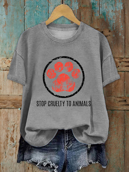 Women's Stop Animal Cruelty Print T-shirt
