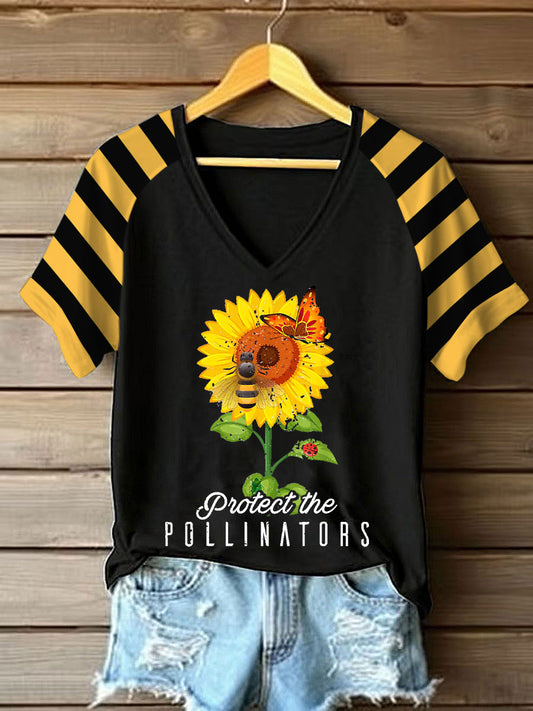Women’s apparel protect the pollinators V-neck T-shirts