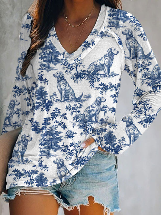 Women's Golden Retriever Print Casual T-Shirt