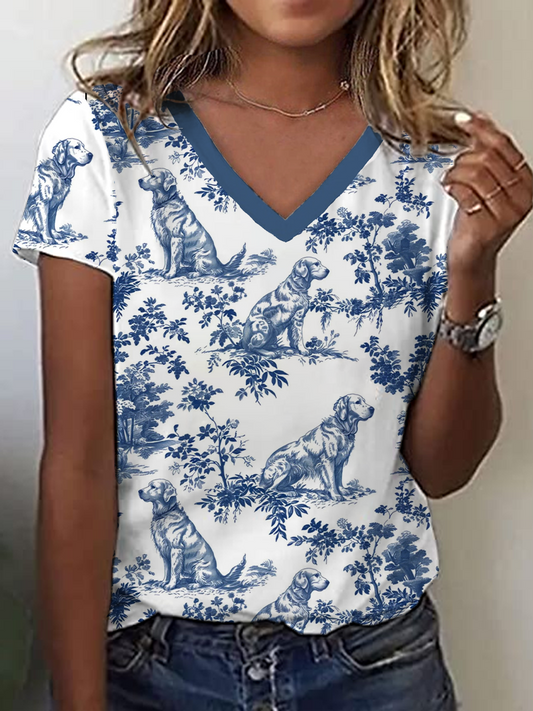 Women's Golden Retriever Print Casual T-Shirt