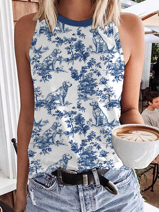 Women's Golden Retriever Print Casual Vest