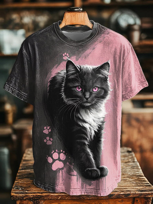 Unisex Cat Art Print Casual T-Shirt