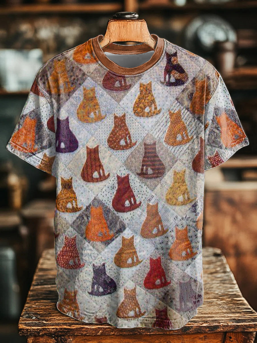 Unisex Cat Art Print T-Shirt