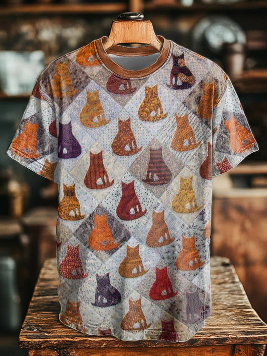 Unisex Cat Art Print T-Shirt