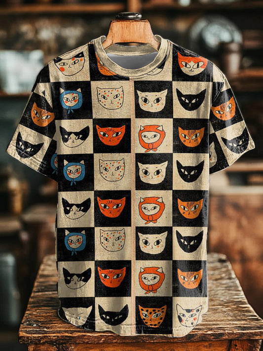Unisex Cat Art Print Casual T-Shirt