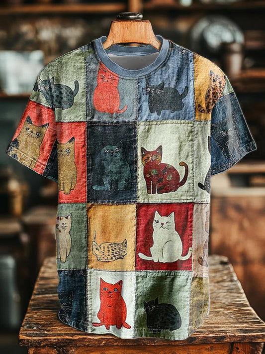 Unisex Cat Art Print T-Shirt