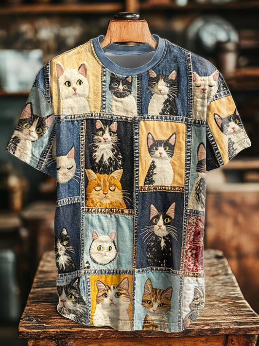 Unisex Cat Art Print T-Shirt