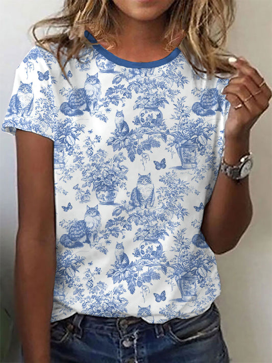 Women's Maine Coon Cat Print Casual T-Shirt