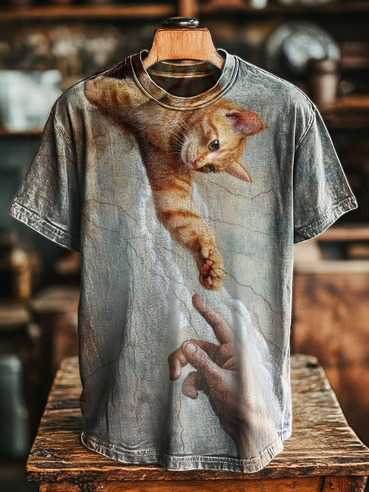 Unisex Fun Cat Print Casual Loose T-Shirt