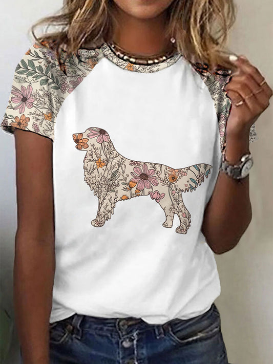 Women's Golden Retriever Printed Casual T-Shirt