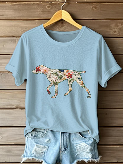 Women's German Shorthaired Pointer Print Casual T-Shirt