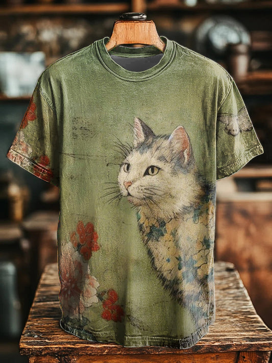 Unisex cat print t-shirts
