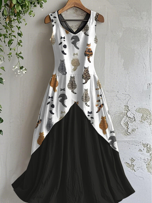 Women's Vintage Animal Art Print Casual Cotton Dress
