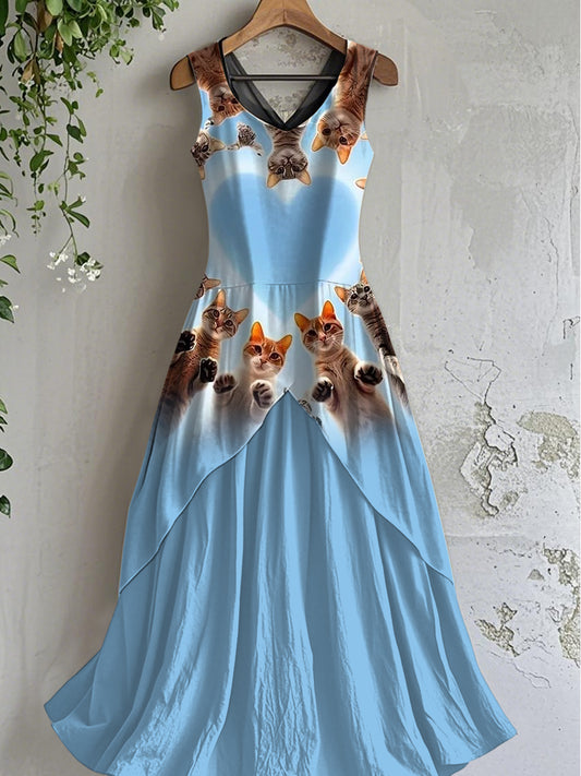 Women's Vintage Animal Art Print Casual Cotton Dress