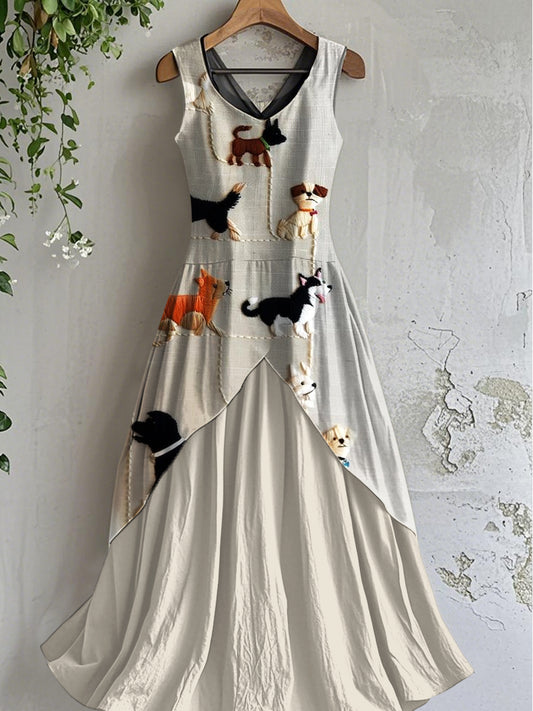 Women's Vintage Animal Art Print Casual Cotton Dress