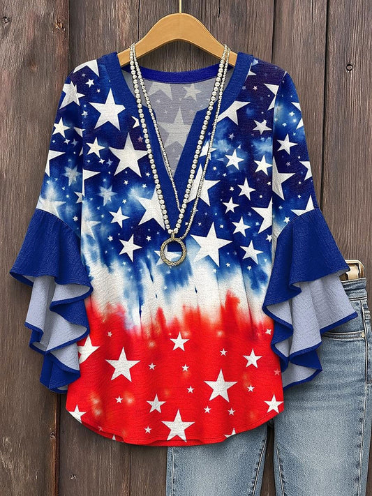 Women's American Flag Printed Casual T-Shirt