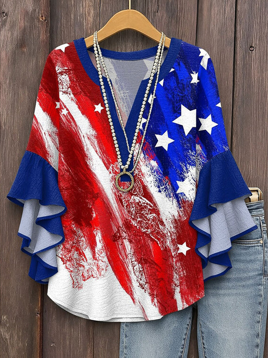 Women's American Flag Printed Casual T-Shirt