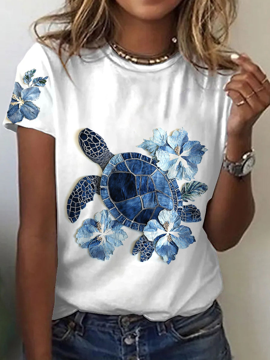 Women's Denim Turtle T-shirt