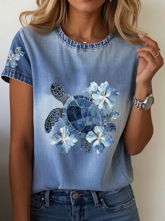 Women's Denim Turtle T-shirt