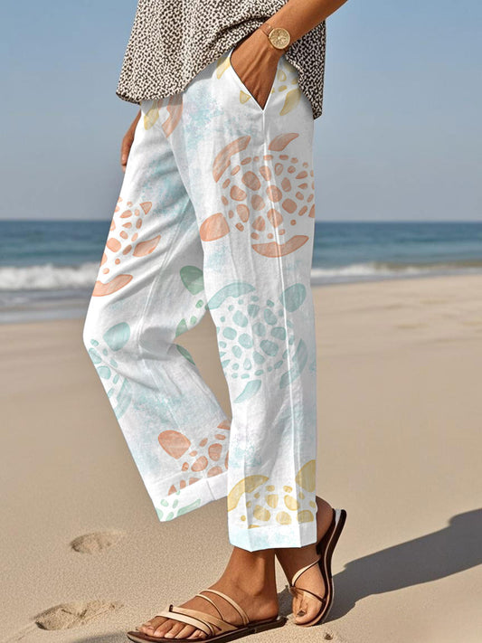 Women's Beach Turtle Print Casual Pants