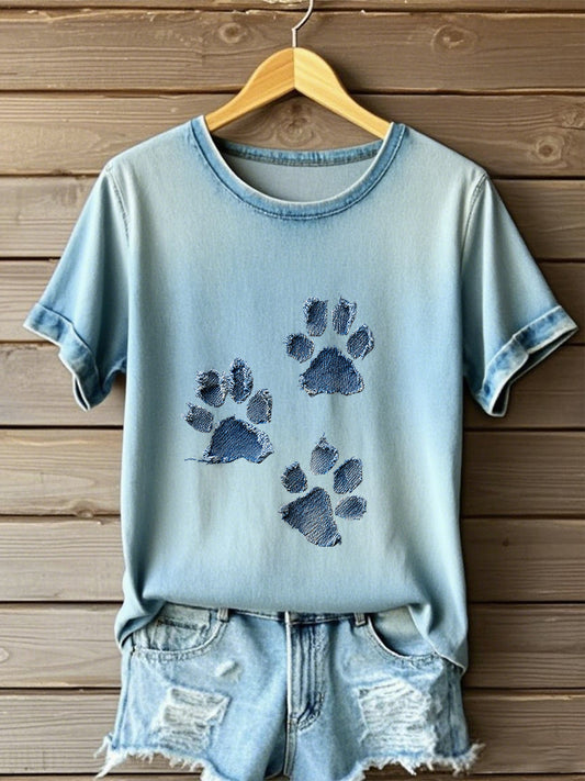 Women's Denim Paw T-shirt